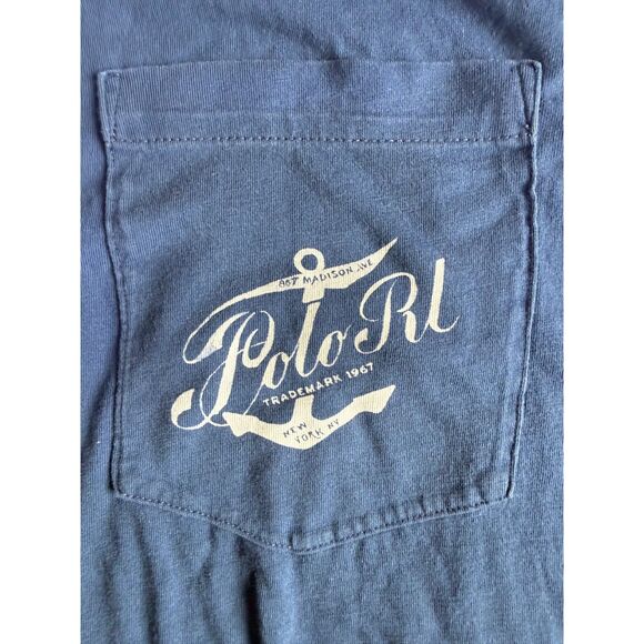 VINTAGE Polo Ralph Lauren 4XLT T-Shirt Navy Nautical Back Graphic Big Tall Prep - Picture 3 of 7